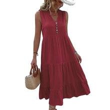 Load image into Gallery viewer, Button Detail Layered Hem Smock Dress
