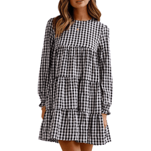 Load image into Gallery viewer, Round Neck Plaid Dress
