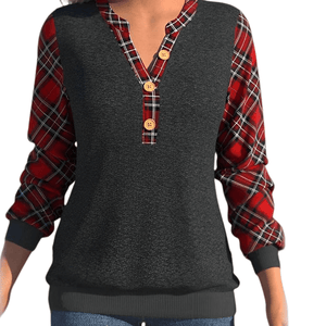 Sweater with Checkerboard Pattern and Buttons