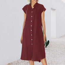 Load image into Gallery viewer, Women&#39;s Button-down Cotton Linen Loose Dress
