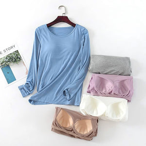 Women's Long Sleeve T-Shirt With Chest Pad