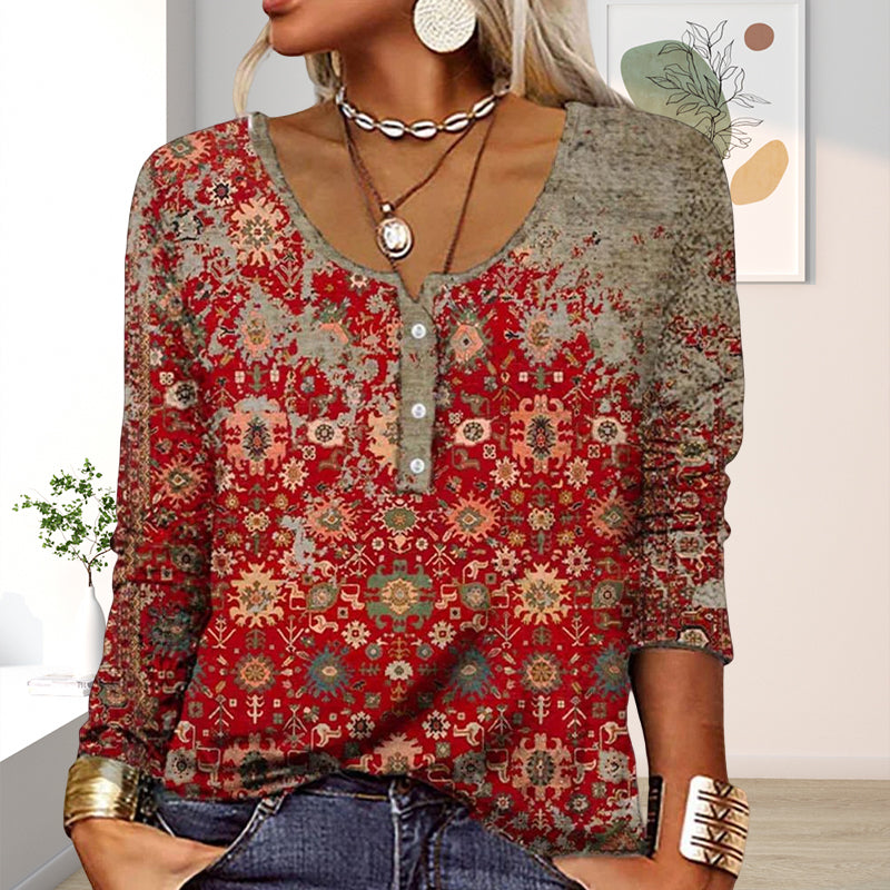 U Neck Button T-Shirt