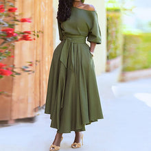 Load image into Gallery viewer, Curb Waist Temperament Solid Color Dress
