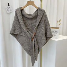 Load image into Gallery viewer, Knitted Triangle Shawl with Leather Buckle
