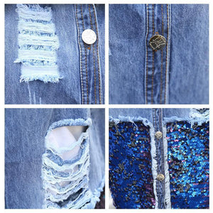 Womens Casual Vintage Sleeveless Denim Jean Vest Jacket