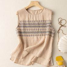 Load image into Gallery viewer, Summer Embroidered Loose Linen Vest
