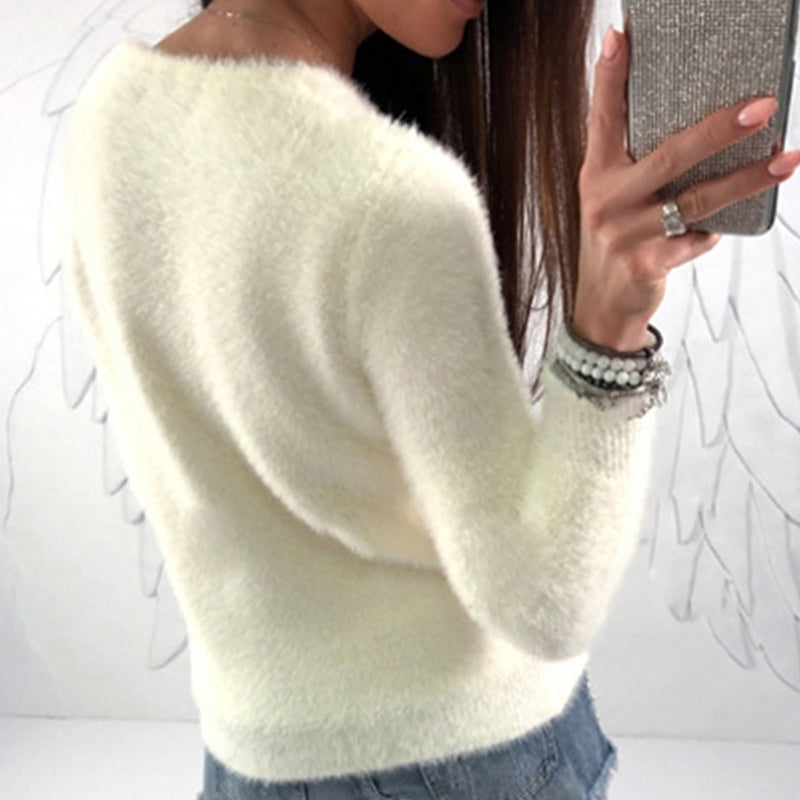 Plush Beaded Long Sleeve Sweater