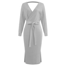 Load image into Gallery viewer, Elegant V-Neck Wrap Sweater Dress
