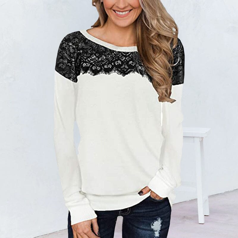 Lace Panel Solid T-Shirt