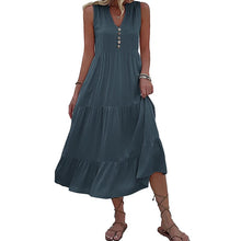Load image into Gallery viewer, Button Detail Layered Hem Smock Dress
