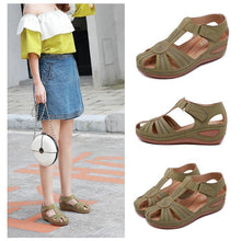 Load image into Gallery viewer, Hollow Out Lightweight Breathable Velcro Pure Color Sandals
