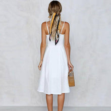 Load image into Gallery viewer, Spaghetti Strap Knitted Front Cutout Button Dress
