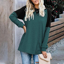 Load image into Gallery viewer, Round Neck Long Sleeve Color Block T-Shirt
