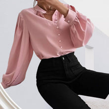 Load image into Gallery viewer, Button Up Stand Collar Long Sleeve Shirt
