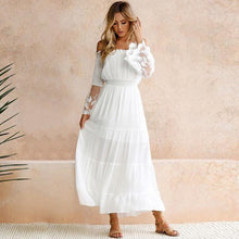 Load image into Gallery viewer, Tulle Off Shoulder Frilled Vacation Dress
