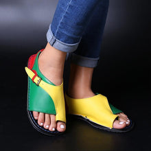 Load image into Gallery viewer, Women Retro Color Splicing Buckle Flip Flops Flat Sandals
