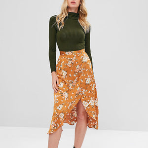 Half Turtleneck Solid Color Long Sleeve Knit T-Shirt