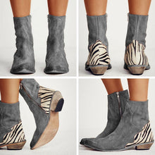 Load image into Gallery viewer, Casual Pointed Toe Zebra-Striped Boots
