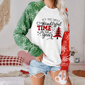 Women Christmas Print Long Sleeve Sweatershirt