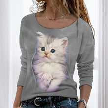 Load image into Gallery viewer, Cat Graphic Long Sleeve T-Shirt
