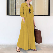 Load image into Gallery viewer, Button Down Solid Long Shirt Dress
