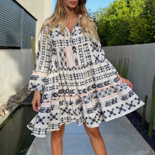 Load image into Gallery viewer, Printed V-Neck Casual Dress
