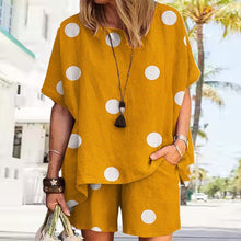 Load image into Gallery viewer, Dot Print Half Sleeve Elastic Waist Suit For Women
