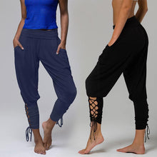 Load image into Gallery viewer, Lace-up Bandage Elastic Waist Jogger Pants Yoga Leggings
