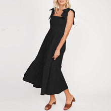 Load image into Gallery viewer, Plain Lace-Up Ruffle Dress
