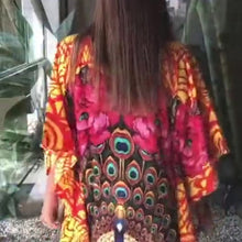 Load image into Gallery viewer, V-Neck Beach Dress With Peacock Print
