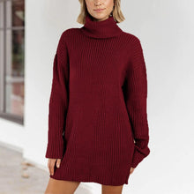 Load image into Gallery viewer, Women&#39;s Turtleneck Knit Long Sleeve Chunky Loose Sweater Dress
