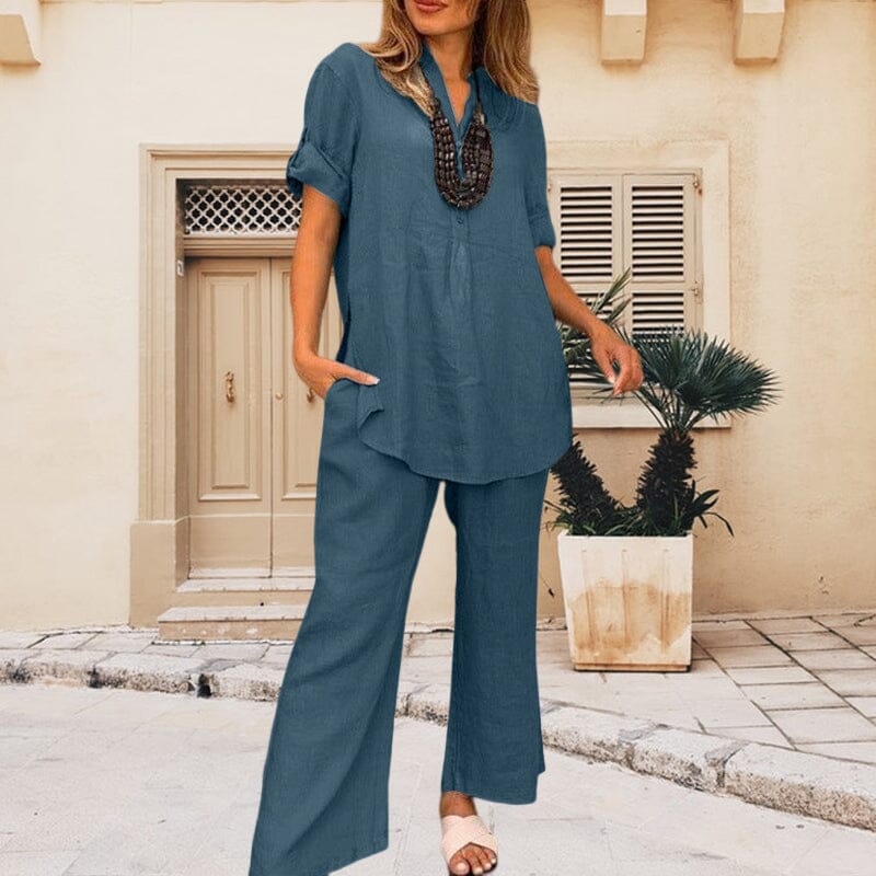 Two-piece Cotton and Linen Pants for Women