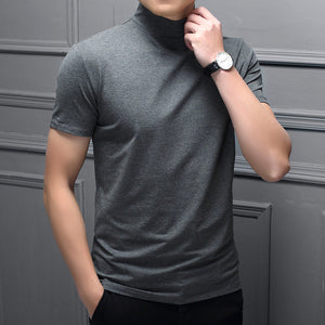 Men's Slim Fit T-shirt with a Stand-up Collar