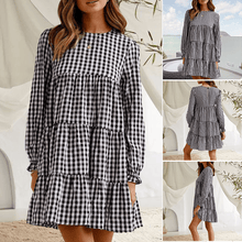 Load image into Gallery viewer, Round Neck Plaid Dress
