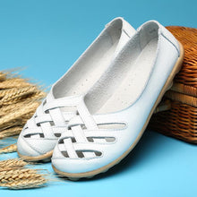 Load image into Gallery viewer, Hollow-Out Split Leather Slip-On Women&#39;s Flats
