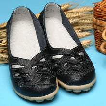 Load image into Gallery viewer, Hollow-Out Split Leather Slip-On Women&#39;s Flats
