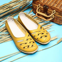 Load image into Gallery viewer, Hollow-Out Split Leather Slip-On Women&#39;s Flats
