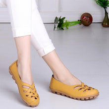 Load image into Gallery viewer, Hollow-Out Split Leather Slip-On Women&#39;s Flats
