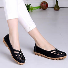 Load image into Gallery viewer, Hollow-Out Split Leather Slip-On Women&#39;s Flats
