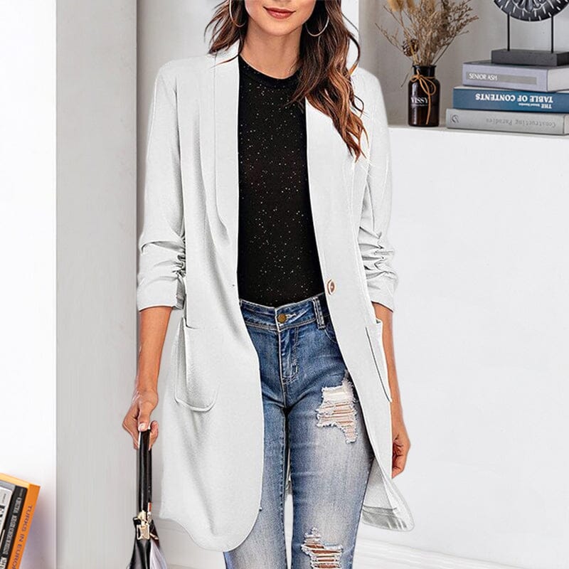 Three-quarter Sleeve Women's Mid-length Pocket Coat