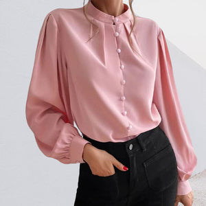 Button Up Stand Collar Long Sleeve Shirt