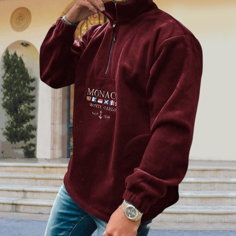 Letter Embroidered Thick Sweatshirt