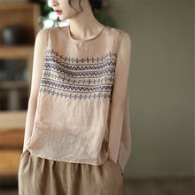 Load image into Gallery viewer, Summer Embroidered Loose Linen Vest
