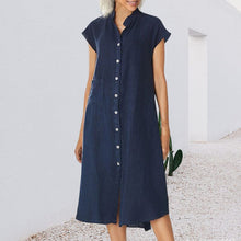 Load image into Gallery viewer, Women&#39;s Button-down Cotton Linen Loose Dress
