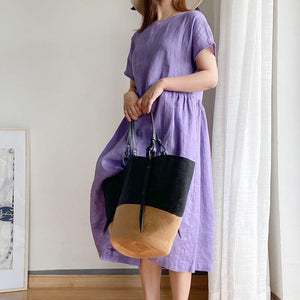 Simple Solid Color Short Sleeve Dress