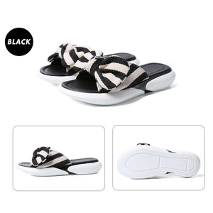 Fashion Open Toe Wedges Bowties Stripe Slides Slippers