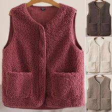 Load image into Gallery viewer, Ladies Faux Sherpa Sleeveless V-Neck Vest

