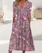 Load image into Gallery viewer, Printed V-neck slip pocket dress
