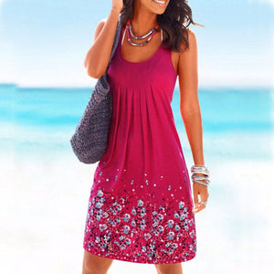 Sleeveless Printed Loose Dress