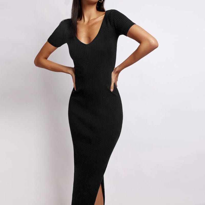 Sexy Crew Neck Tight Slit Long Dress